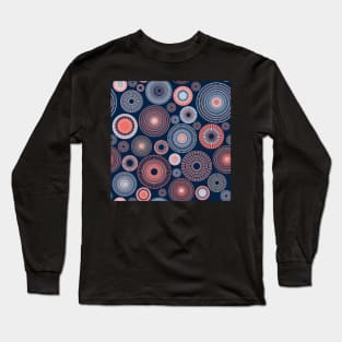 colorful circles | dark blue and coral Long Sleeve T-Shirt